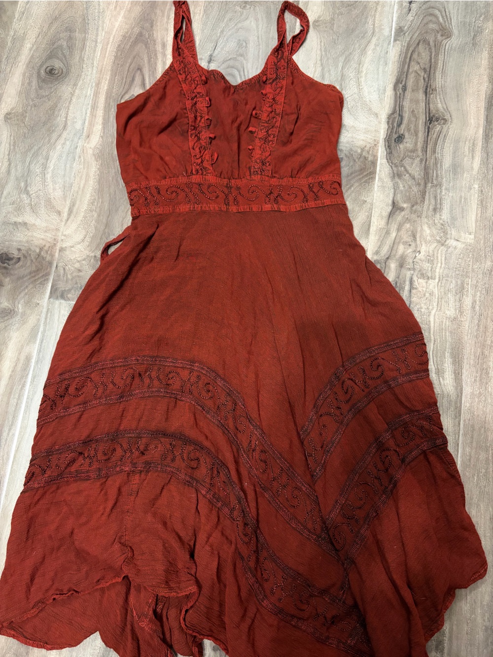 Rust Red Embroidered Sleeveless Shiva Fashion Dress